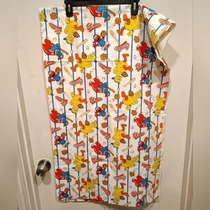 Sesame Street Workshop Vintage 2006 Cotton Flannel Fabric Baseball Theme Elmo+